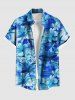 Coconut Tree Hibiscus Flowers Tie Dye Print Plus Size Matching Hawaii Beach Outfit For Couples -  