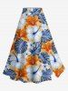 Tropical Leaf Hibiscus Flower Print Plus Size Matching Hawaii Beach Outfit For Couples -  