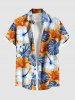 Tropical Leaf Hibiscus Flower Print Plus Size Matching Hawaii Beach Outfit For Couples -  