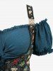 Plus Size Renaissance Peasant Corset Lace Up Cold Shoulder Handkerchief Hem Dress -  