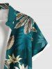 Plus Size Tropical Leaf Flower Tree Print Hawaii Button Pocket Shirt For Men -  