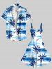 Robe débardeur hawaïenne grande taille à imprimé cocotiers, vagues et bateaux - Bleu Ciel XS