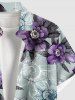 Plus Size Flowers Leaf Print Buttons Pocket Hawaii Shirt For Men -  