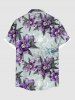 Plus Size Flowers Leaf Print Buttons Pocket Hawaii Shirt For Men -  