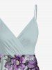 Robe camisole hawaïenne à imprimé fleurs et feuilles grande taille - Pourpre  XXS
