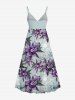 Plus Size Flowers Leaf Print Surplice Hawaii Cami Dress -  