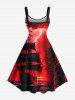 Plus Size Sailboat Sea Lightning Ombre Galaxy Print Hawaii Cruise A Line Dress -  