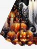 Plus Size Pumpkin Lantern Ghost Candle Print Halloween A Line Tank Dress -  
