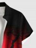 Plus Size Pumpkin Bat Tree Dip Dye Ombre Print Halloween Button Pocket Shirt For Men -  