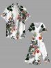 Robe mi-longue hawaïenne fendue à imprimé feuilles tropicales et branches de fleurs, grande taille - Blanc 6X