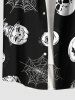 Plus Size Pumpkin Skull Spider Web Bat Print Halloween Button Pocket Shirt For Men -  
