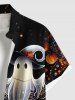Chemise grande taille à imprimé citrouille, lanterne, fantôme, bougie, Halloween, boutonnée et poche pour homme - Noir S