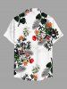 Plus Size Tropical Leaf Flower Branch Print Hawaii Button Pocket Shirt For Men -  