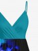 Plus Size Spiral Tie Dye Print Hawaii Surplice A Line Cami Dress -  