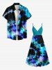 Plus Size Spiral Tie Dye Print Hawaii Surplice A Line Cami Dress -  