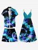 Plus Size Spiral Tie Dye Print Hawaii Surplice A Line Cami Dress -  