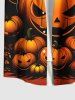 Chemise grande taille à boutons et poches pour homme, motif citrouille, lune, étoiles, arbre, Halloween - Orange 6XL