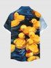 Plus Size Ducks Oil Painting Print Buttons Pocket Hawaii Shirt For Men -  