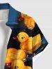 Plus Size Ducks Oil Painting Print Buttons Pocket Hawaii Shirt For Men -  