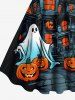 Plus Size Halloween Costume Pumpkin Ghost Bat Castle Print Tank Dress -  
