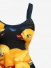Robe débardeur hawaïenne grande taille à imprimé peinture à l'huile de canards - Jaune 5X