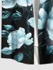 Plus Size Flowers Leaf Ombre Colorblock Print Buttons Pocket Hawaii Shirt For Men -  