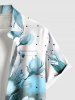 Chemise hawaïenne grande taille à imprimé floral et feuilles ombré, boutons et poches pour homme - Noir 6XL