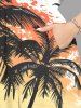 Plus Size Coconut Tree Seascape Bird Ombre Colorblock Print Split Hawaii Midi Dress -  
