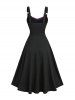 Lace Up Contrast Piping Ruffles Textured Layered A Line Tank Dress -  