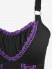 Lace Up Contrast Piping Ruffles Textured Layered A Line Tank Dress -  