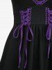 Lace Up Contrast Piping Ruffles Textured Layered A Line Tank Dress - Noir XXXL