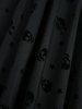 Skull Stars Mesh Flocking Crossover Velvet Asymmetric Patchwork Dress -  