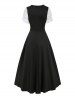 Lace Up PU Strap Grommets High Low Asymmetric Dress -  