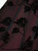 Rose Flower Lace Flocking Lace-up Belted Layered Handkerchief Asymmetric Dress -  