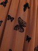 Butterfly Flocking Layered Handkerchief Caimi Dress -  