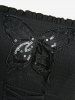 Cold Shoulder Butterfly Applique Lace Up Textured Layered A Line Cami Dress -  