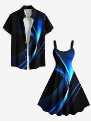 Curve Light Beam Ombre Print Plus Size Matching Hawaii Beach Outfit For Couples -  
