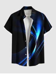 Chemise grande taille à boutons et poches pour homme, imprimé ombré et léger - Noir 3XL