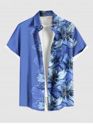 Plus Size Flowers Leaf Print Buttons Pocket Hawaii Shirt For Men -  