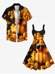 Cool Duck Print Plus Size Matching Hawaii Beach Outfit For Couples -  