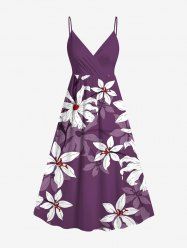 Plus Size Ombre Hibiscus Flower Print Hawaii Surplice A Line Cami Dress -  