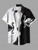 Contrast Colorblock Two Tone Swan Print Plus Size Matching Hawaii Beach Outfit For Couples -  