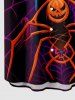 Halloween Pumpkin Wizard Spider Web Print Plus Size Matching Outfit For Couples -  