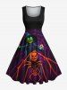Halloween Pumpkin Wizard Spider Web Print Plus Size Matching Outfit For Couples -  