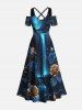 Rose Flower Fall Galaxy Print Plus Size Matching Hawaii Beach Outfit For Couples -  