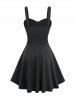 Star Zipper PU Strap Grommet Buckle Layered A Line Tank Dress -  