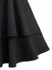 Star Zipper PU Strap Grommet Buckle Layered A Line Tank Dress -  