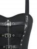 Robe débardeur trapèze superposée avec fermeture éclair en étoile, bretelles en PU, œillets et boucle - Noir XXL