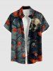 Halloween Skulls Rose Flowers Print Plus Size Matching Outfit For Couples - Noir 