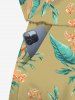 Matching Hawaii Shirt and Romper Plus Size Beach Outfit Tropical Leaf Hibiscus Printed for Couples -  